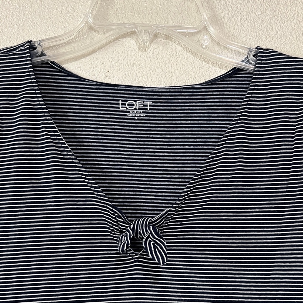 LOFT Navy and White Striped Short Sleeve Tee - Picture 3 of 6
